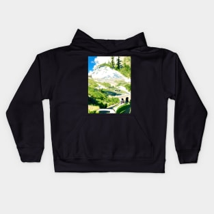 Green Rainier Hikes Kids Hoodie